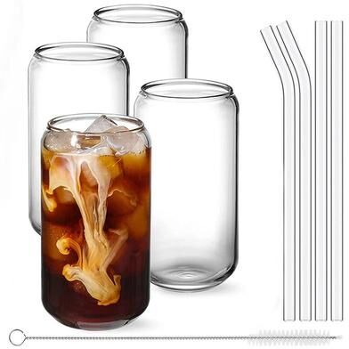 Uplift Picks Can Shaped Glass Cups Set With Straws 4 Piece Beer And Cocktail Glass Set Can Shaped Glass Cups Set With Straws 4 Piece Beer And Cocktail Glass Set