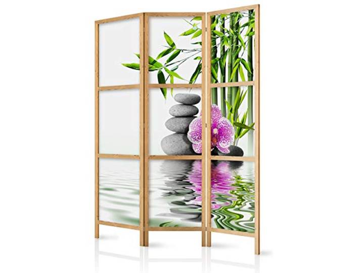 decomonkey Paravent Raumteiler Innen Bambus Spa, 135x171 cm, 3-teilig, Zen Orient, Japan, Wohnzimmer, Room Divider, Wall, Raumteiler Stehend, Trennwand, Sichtschutz, Spanische Wand, Sichtschutzwand
