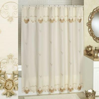 H.c. International, Inc. Bella Rose Shower Curtain 70 x 72, 70 x 72, Blue/White