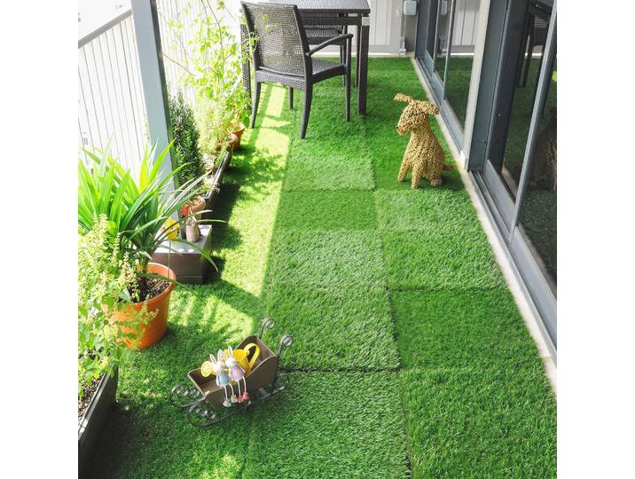 Outsunny Gazon Synthétique 22pcs 30x30cm Herbe 25mm Vert