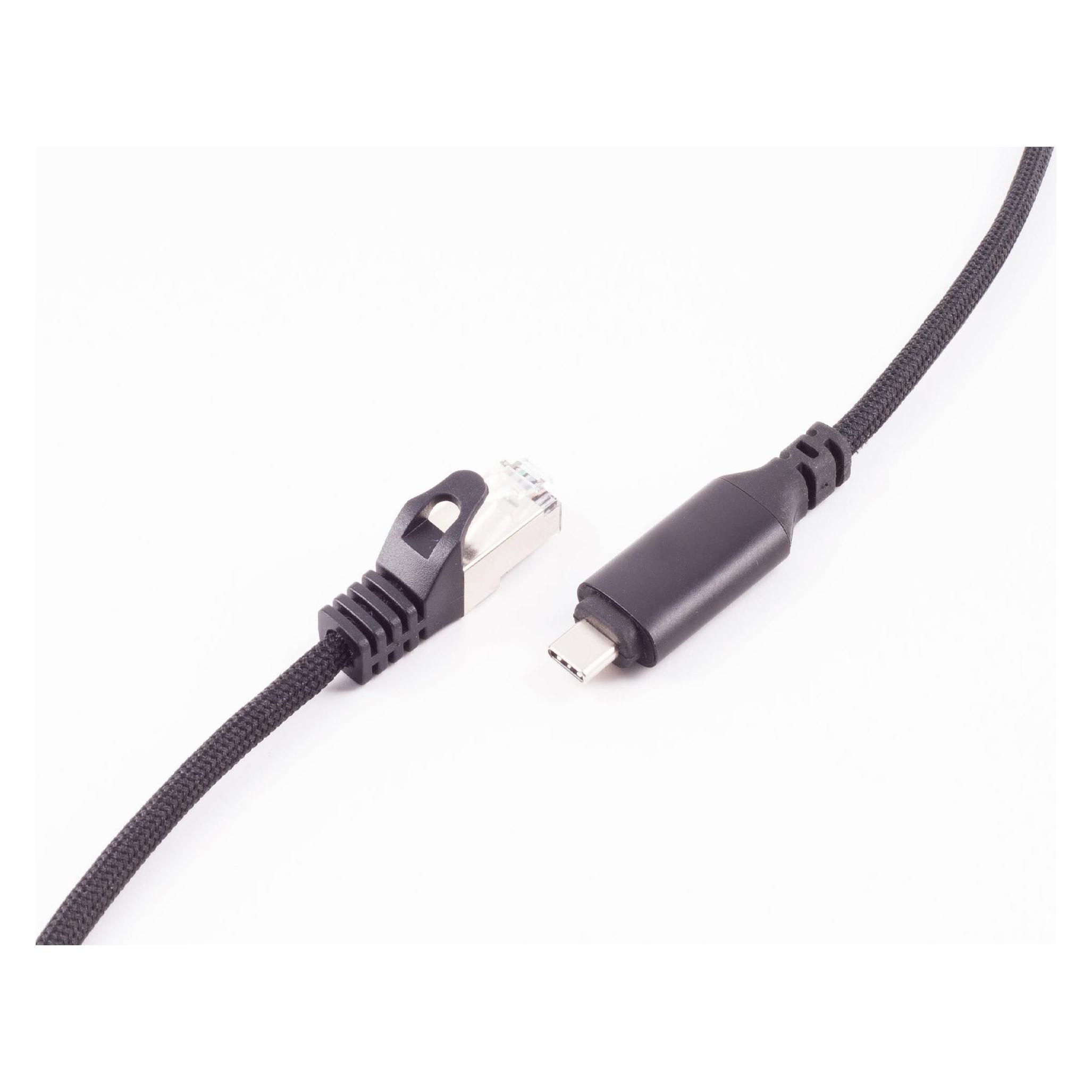 Shiverpeaks --USB-C LAN Adapterkabel 1G, USB Typ C Stecker auf RJ45, ALU, schwarz, 15m (BS14-51085) (USB-C) (BS14-51085)