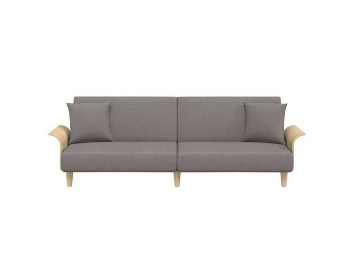 Canapé convertible 2 places - NANAS - CLIC-CLAC/Sofa-lit - avec accoudoirs taupe tissu 224x89x70cm C4071523