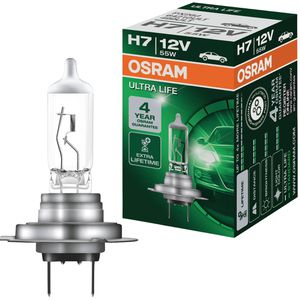 OSRAM Auto-Lampe Ultra Life, H7, 12 V / 55 Watt, Scheinwerferlampe, Halogen, 1 Stück