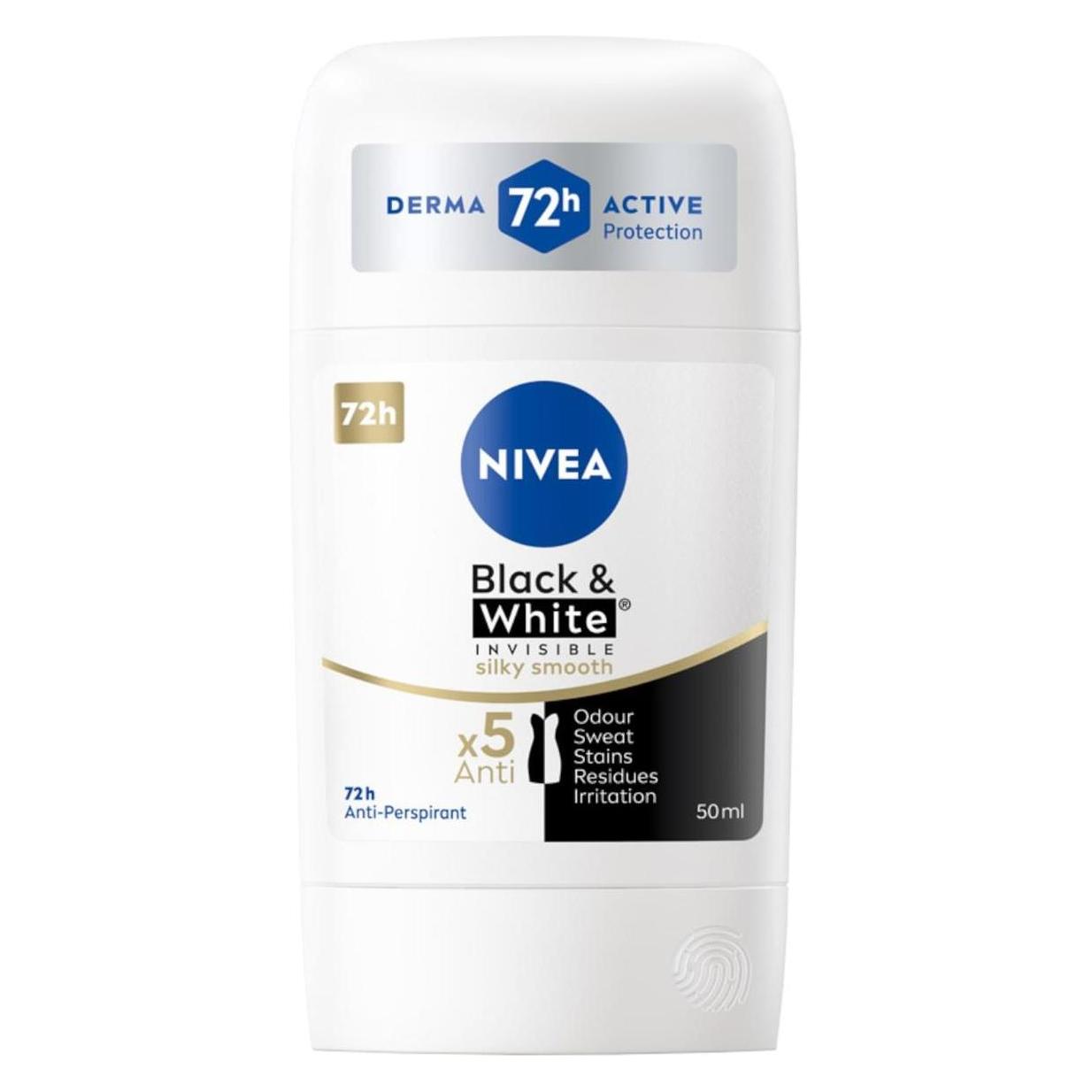 NIVEA Niveaack&White Invisible Silky Smooth Antiperspirant Stick 50Ml (Stick) (42429692)