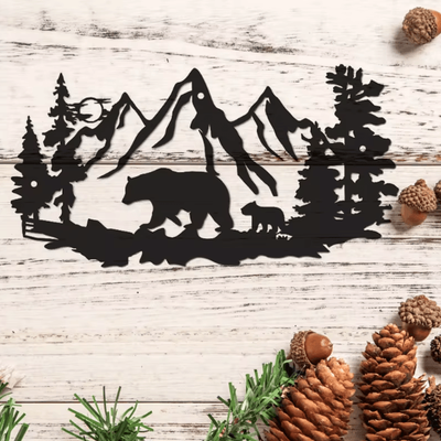 Uplift Curations Rustic Metal Bear Wall Decor Cabin Lodge Forest Animal Wall Art For Home & Outdoor Spaces Rustic Metal Bear Wall Decor Cabin Lodge Forest Animal Wall Art For Home & Outdoor Spaces