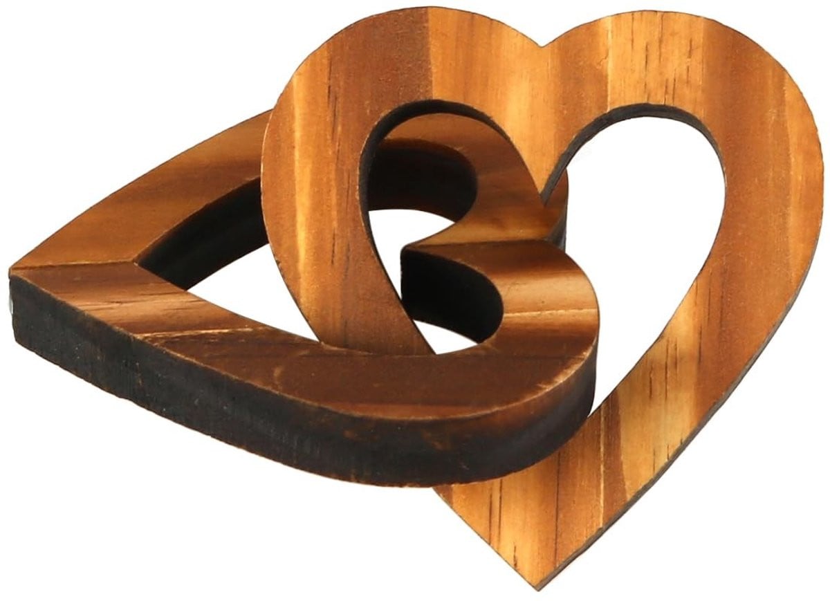 Dailygoods Hartvormige Houten Ornamenten - 9,5 x 7 cm