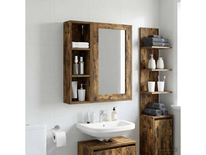 vidaXL Badezimmer-Wandschrank Räuchereiche 20 x 14 x 70 cm