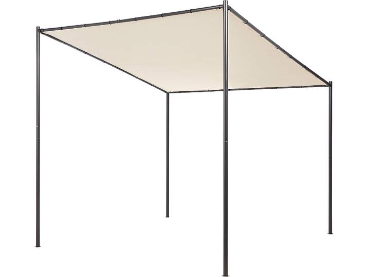BELIANI Pergola in Beige 282 x 294 cm Schwarzer Rahmen für Garten Terrasse Außenbereich Outdoor Pavillon Gartenpavillon