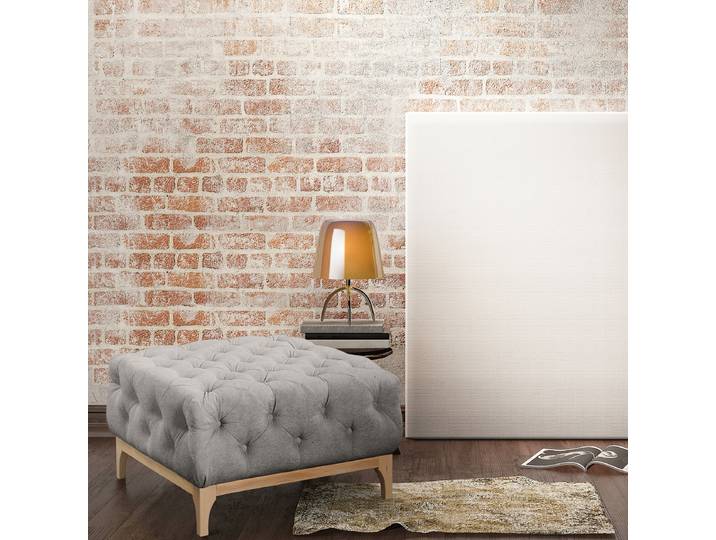 Polsterhocker 80 x 45 x 80cm Grau Bouclé Stoff Sideri: Hellgrau