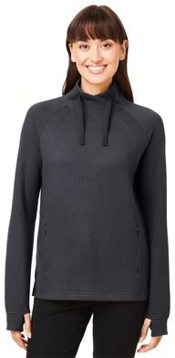 North End NE200W Women's Rhythm Waffle Cross-Neck Pullover T-Shirt in Carbon size Small   60/40 Cotton/Polyester