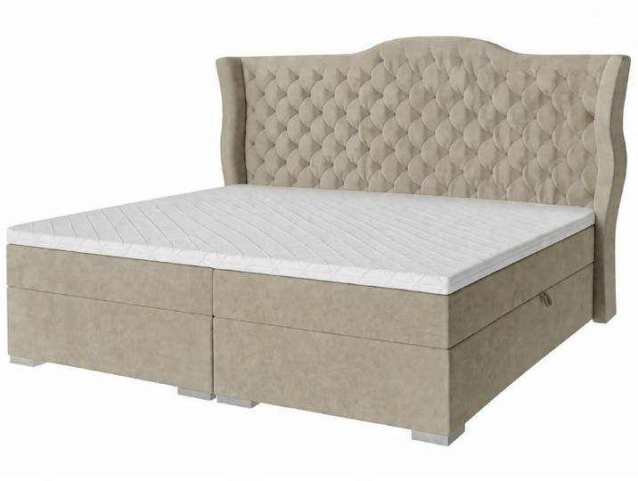 Xlmoebel Boxspringbett Beiges Boxspringbett mit Kopfteil für höchsten Schlafkomfort, Made in Europa