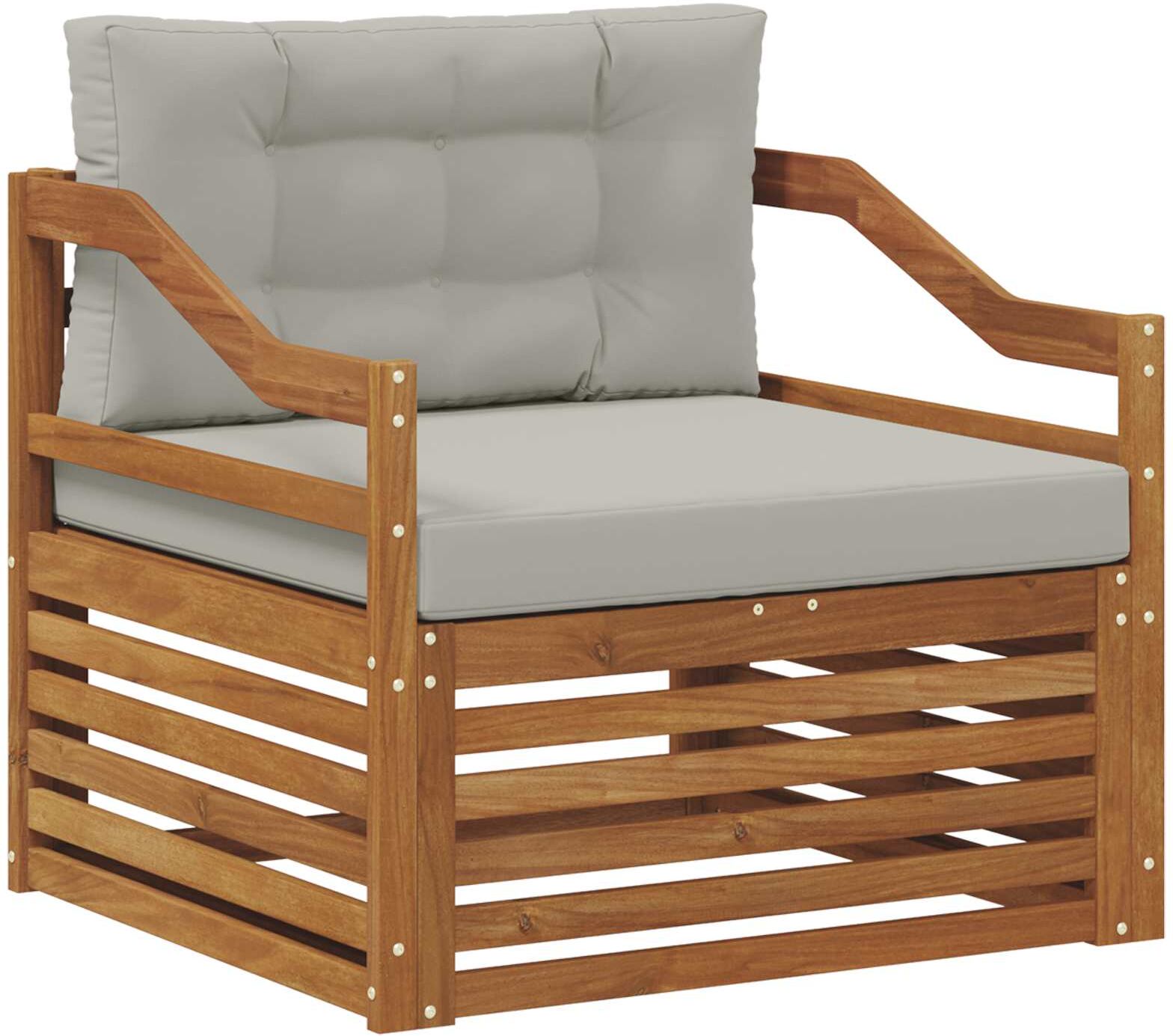 vidaXL Canapé d’extérieur Solid Acacia Wood Naturel et gris clair