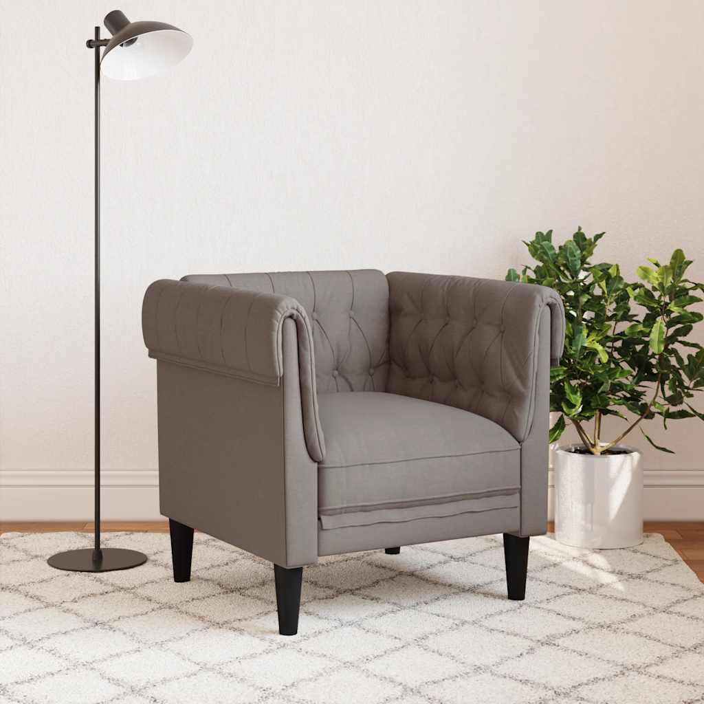 vidaXL Fauteuil Chesterfield taupe tissu