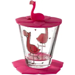 Leonardo Wasserglas Bambini - Flamingo 3tlg. Glas Transparent Klar