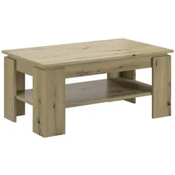 Sofatisch Wohnzimmer Tisch mit Ablagefläche Eichefarben