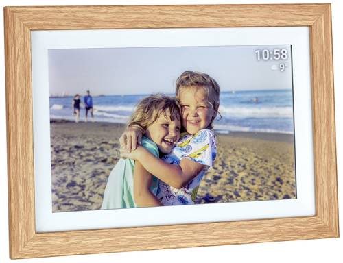 TFA Dostmann FRAMEO App Digitaler WiFi-Bilderrahmen 25.7cm 10.1 Zoll 1280 x 800 Pixel 32GB Braun, Weiß