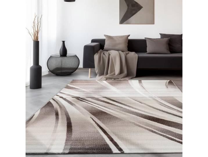 Tapis - SIMPEX - Moderne - 160x230 cm - Marron Beige - Abstrait Fleuri Vagues