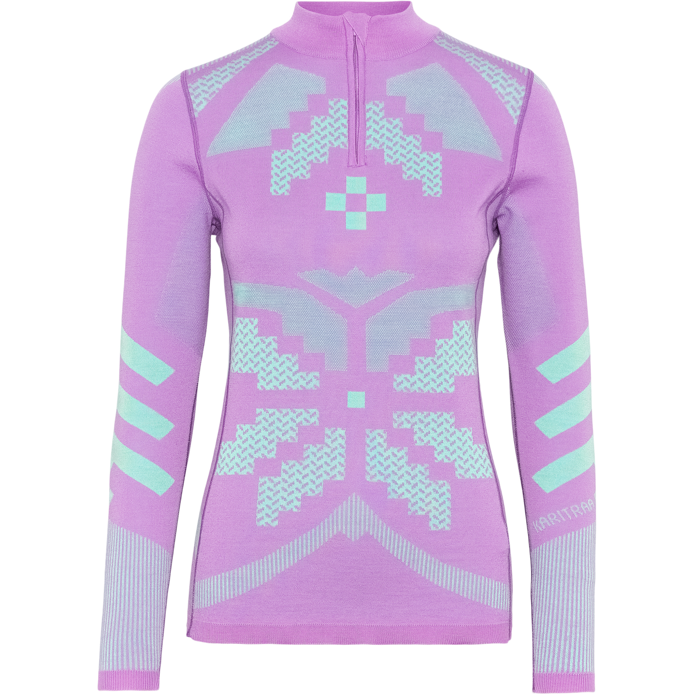 Kari Traa Faith Half Zip Damen Langarm Unterhemden lila Größe XS Trekking Atmungsaktiv Merinowolle