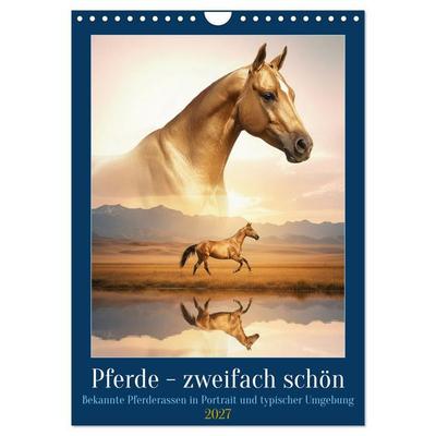 Pferde - zweifach schön (Wandkalender 2027 DIN A4 hoch), CALVENDO Monatskalender