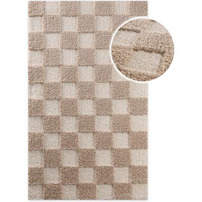 Badematte WECON HOME "Bobbi", beige, H:25mm, Polyester, Badematten, Badematte, Badteppich, Schachbrett-Design, weich, rutschhemmend, waschbar