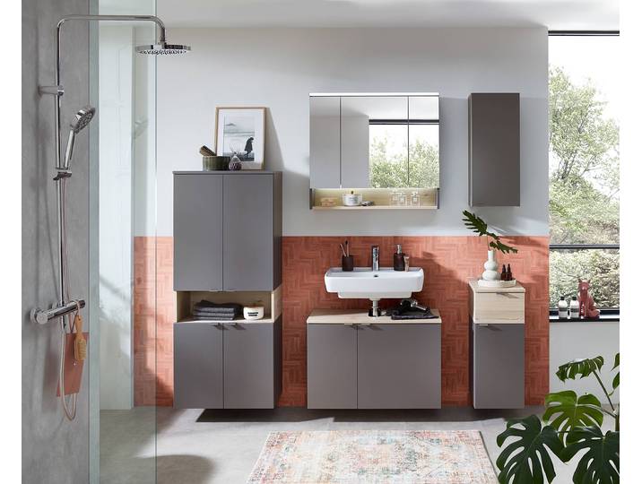 Hängeschrank 30 x 70 x 20cm Braun/Grau