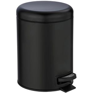 Wenko Mülleimer Leman, schwarz, Kosmetikeimer aus Metall, 5 Liter