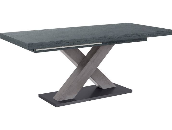 Esstisch MÄUSBACHER Komfort Tisch , grau (graphit, graphit, graphit), B:180cm H:76cm T:90cm, Tische, Esstisch, Mäusbacher Esstisch mit X Gestell und Bodenplatte. Breite 180-280