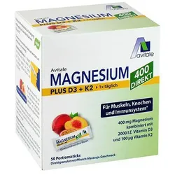 Magnesium 400+d3+k2 Direkt Pfirsich-Maracuja 125 G