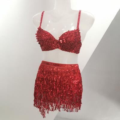 LightInthebox Exotic Belly Exotic Dancewear Skirts Tassel Solid Splicing Women's Sxey Training Performance Sleeveless High Sequined