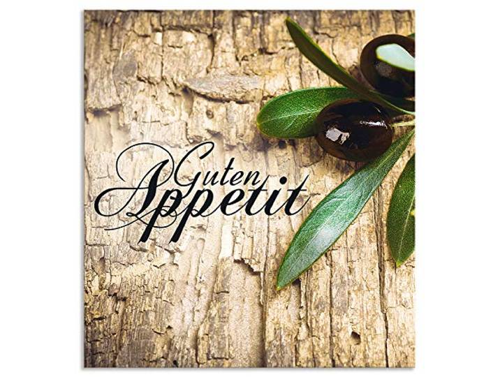 ARTland Spritzschutz Küchenrückwand aus Alu für Küche Herd Spüle 60x65 cm (BxH) mit Motiv Kräuter Olive Guten Appetit Olivenzweig Holzoptik Braun H6ZI