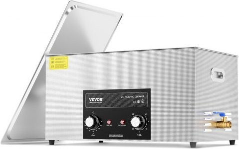 Vevor Ultrasoonreiniger 22L met verwarmingstimer en mand, Professionele digitale cavitatiemachine 480W, Zilver, RVS
