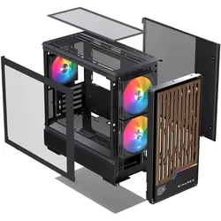 Einarex EXCS-PM-400R-B (mATX, Mini-ITX), PC Gehäuse, Schwarz