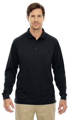 CORE365 88192T Men's Tall Pinnacle Performance Long Sleeve Piqué Polo Shirt in Black size 5XLT   Polyester