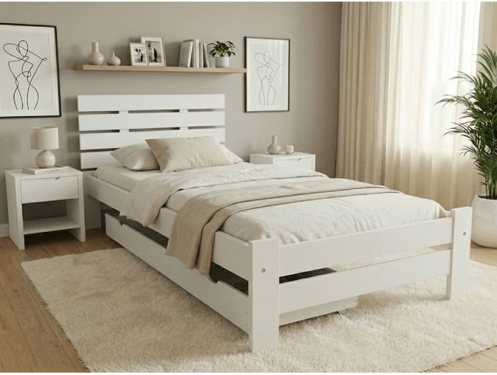 Hochbett Paris 80 x 200 cm, Weiß Matratze: Ohne Matratze, Lattenrost: Mit Lattenrost