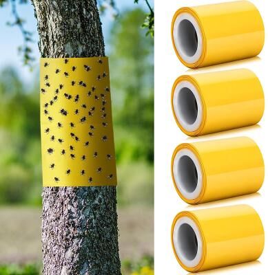 LightInthebox 5meters Lantern Fly Tree Tape Outdoor Adhesive Crawling Insect Trap Yellow Sticky Traps Sticky Barrier Protecting Trees Outdoor Indoor Fruit Tree Lawn Garden Control Aphids Ant Moth