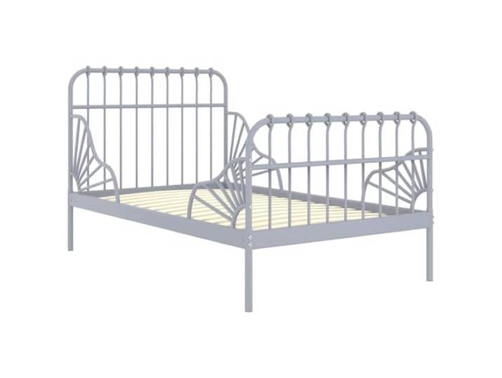 KKgypkn Ausziehbett Grau Metall 80x130/200 cm, ausziehbares Bettgestell aus pulverbeschichtetem Metall, robuste Latten für Komfort, verstellbare Länge, Bettrahmen Grau