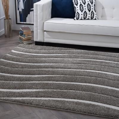 Alise Rugs Waverly Shag Industrial Stripe Indoor Area Rug - 6'7 x 6'7