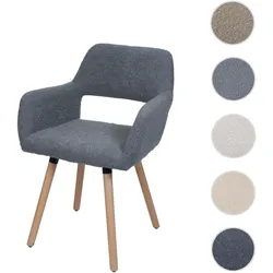 Esszimmerstuhl HWC-A50 II, Stuhl Küchenstuhl Polsterstuhl, Holz Stoff/Textil Bouclé (450g/m2) FSC® ~ dunkelgrau