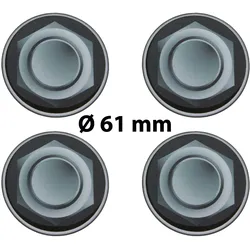 4 x Ø 61 mm Polymere Aufkleber / Radmutter-Optik / Nabenkappen, Felgendeckel