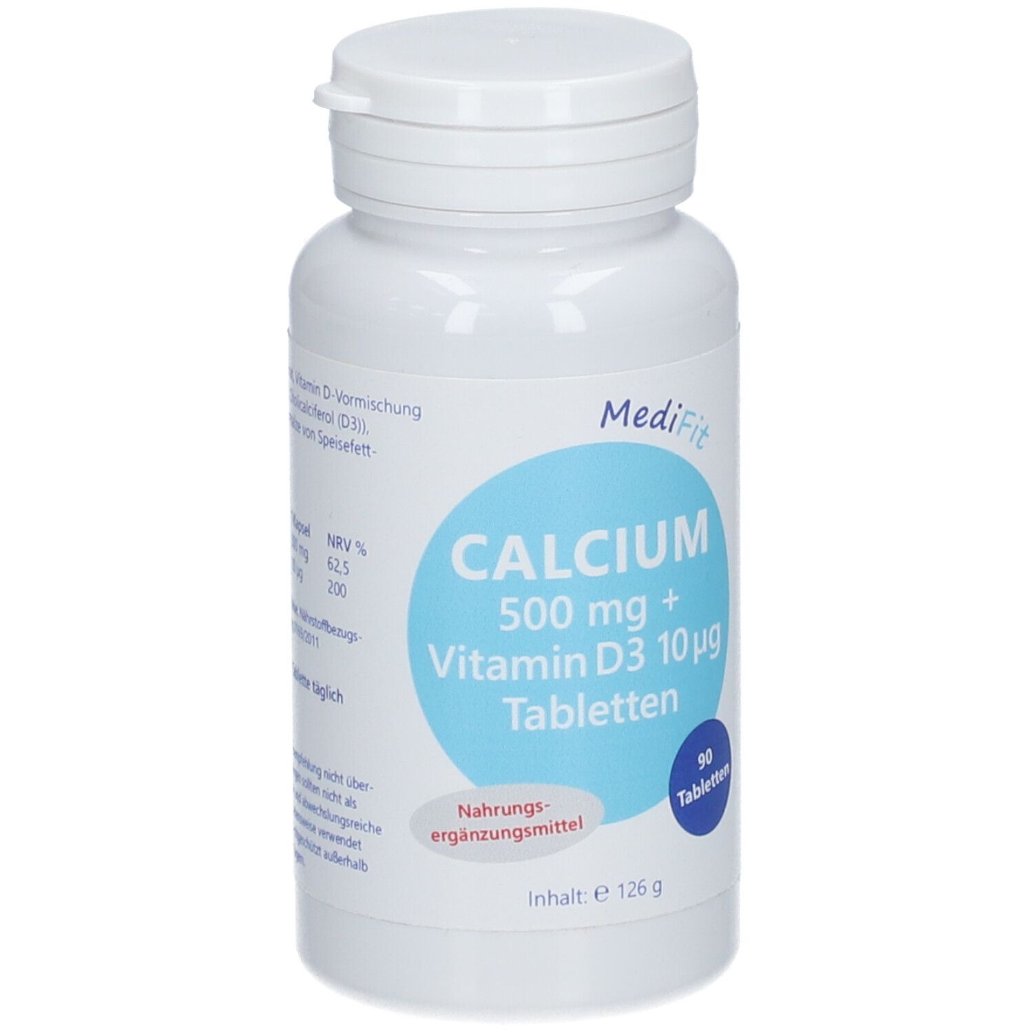 Calcium 500 mg+Vitamin D3 10 µg Tabletten MediFit 90 St