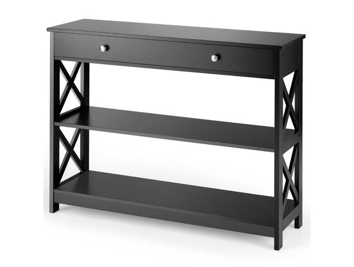 Table console moderne triple noire
