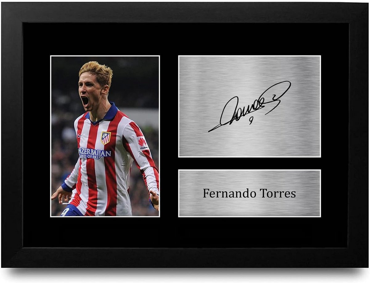 Ingelijste Gedrukte Handtekening Foto A4 - Voetbal Ster Cadeau