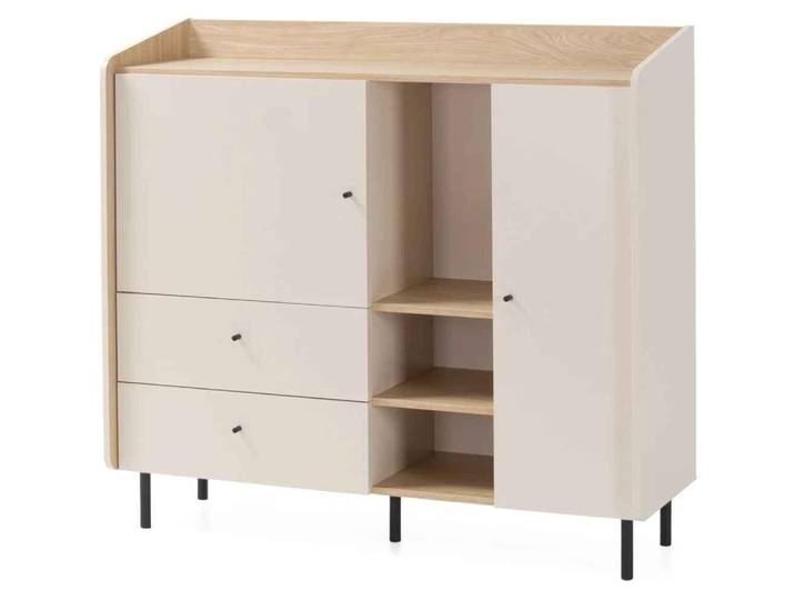 Kommode ALEX mit 2 Türen & 2 Schubladen & Einlegeböden, Sandbeige
