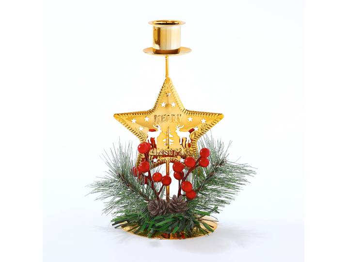 Bougeoir étoile avec décoration sapin - Blancheporte