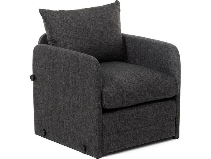 Fauteuil Convertible En Lin Gris Foncé - Luz