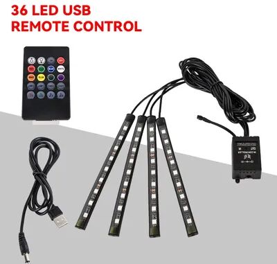 Smart Shopping Spot Wireless RGB LED Car Interior Ambient Foot Light With Music & App Control 36led Remote Usb
