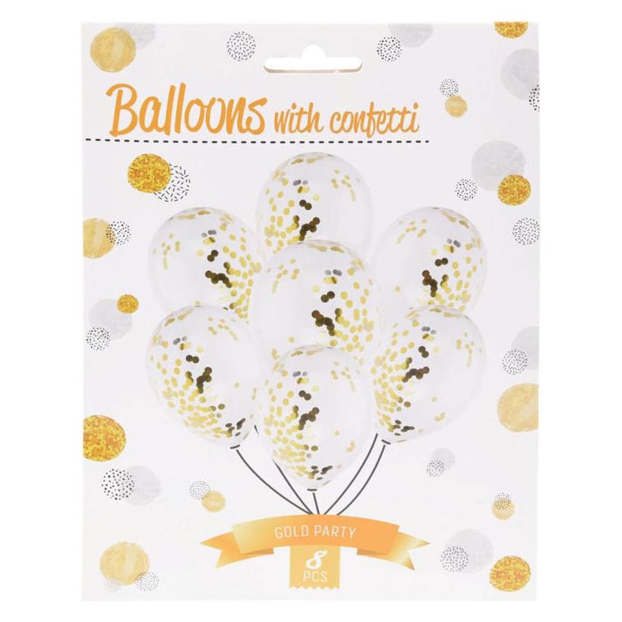 Luftballons mit goldenem Konfetti (8x) (52781471)