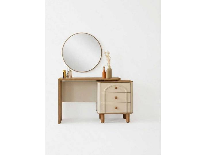 Xlmoebel Schminktisch Schminktisch Hocker Set Beige Modern Luxus Frisiertisch Kosmetik