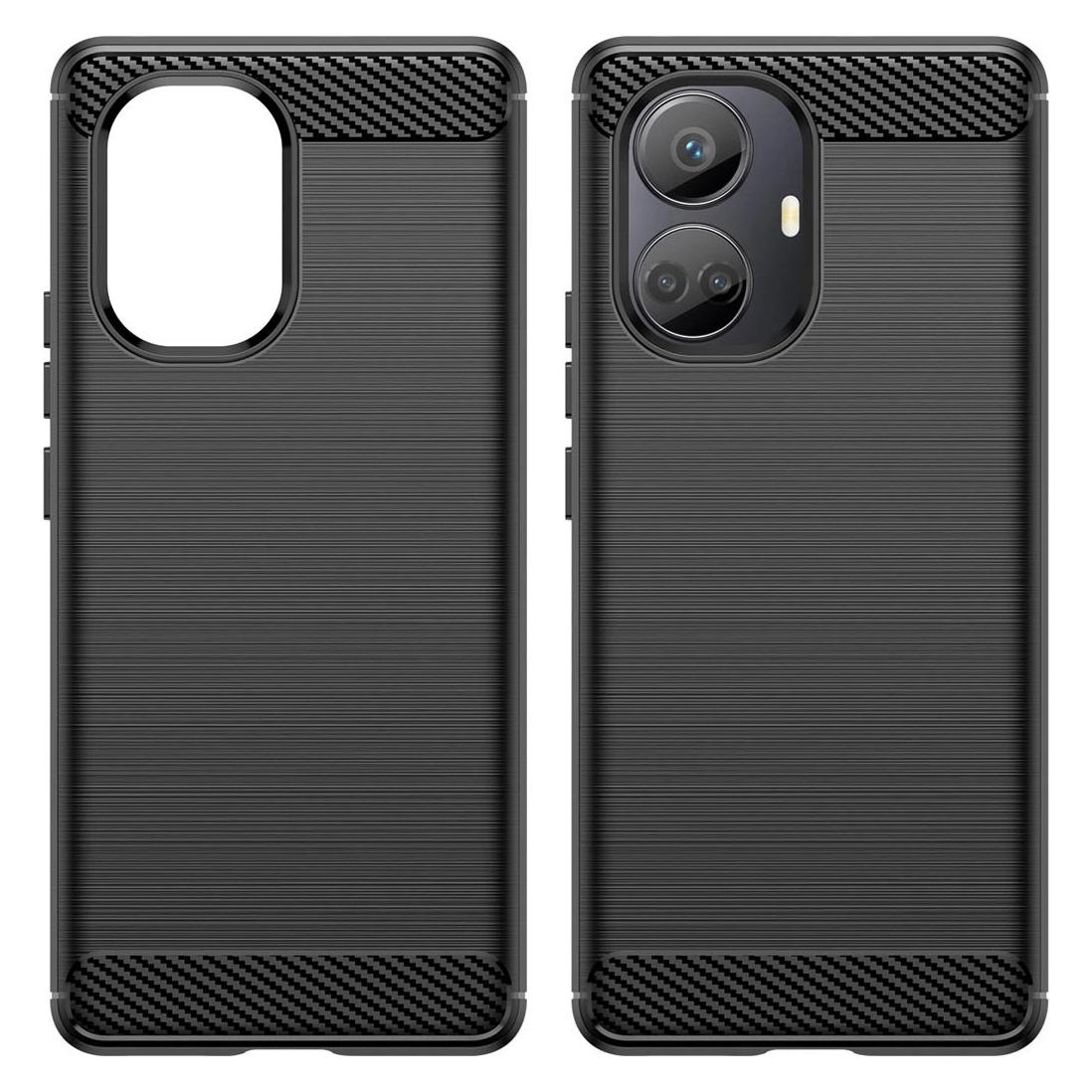 Hurtel Carbon Case Hülle für Realme 10 Pro+ flexible Silikon-Carbon-Hülle schwarz (Realme 10 Pro+) (1404978613)