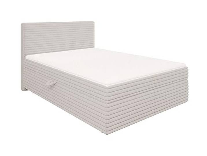 S-Style Möbel Bett 140 x 200 cm Boxspringbett Doppelbett Mit Topper 2 Bettkästen Matratze Mittelfest Plüschcord Schaumstoff Bonellfeder Neo Hellgrau